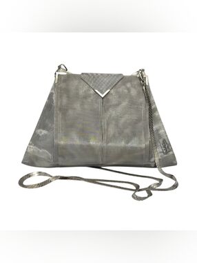 BO’s Art Studio Metallic Mesh Shoulder Bag Silver Geometric Clutch Chain Strap